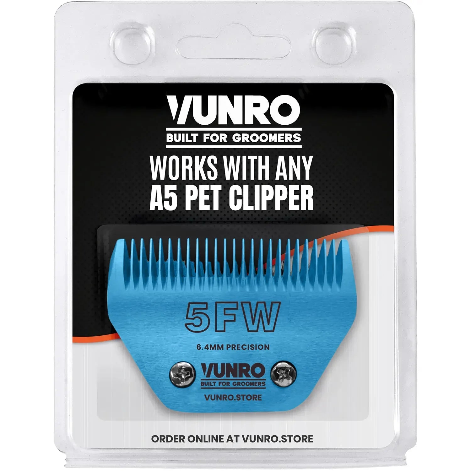 VUNRO 5FW Wide Blue Steel dog clipper blade retail pack
